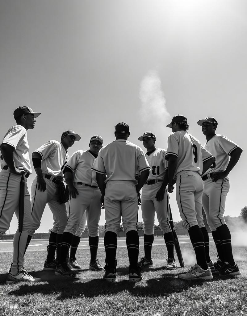 Young players in huddle