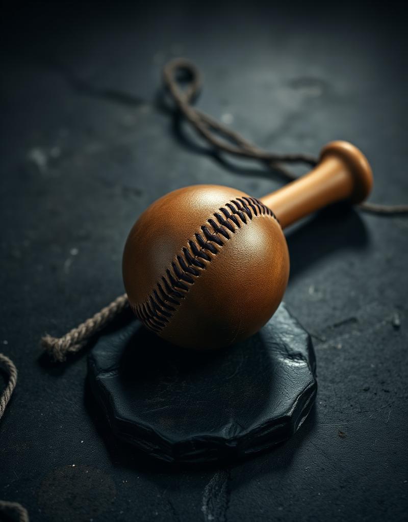 Leather baseball and bat